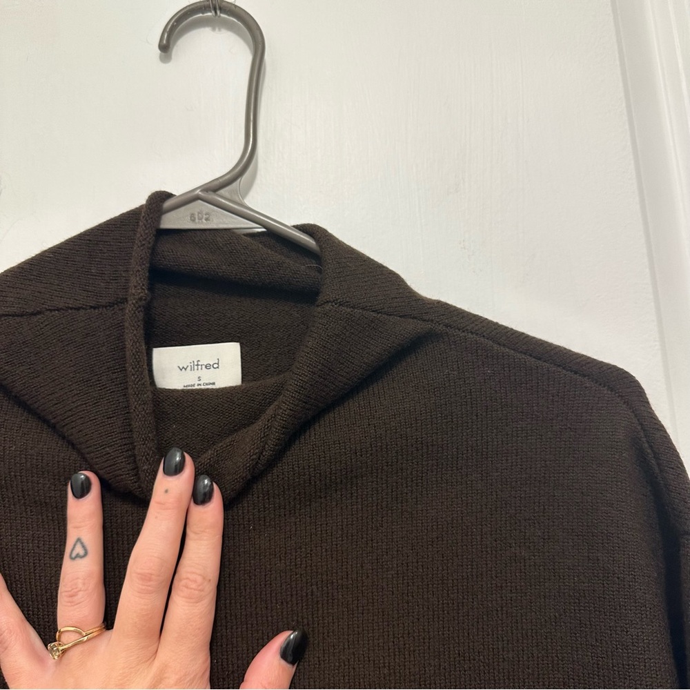 Aritzia Wilfred Dark Brown Cowl Neck Sweater